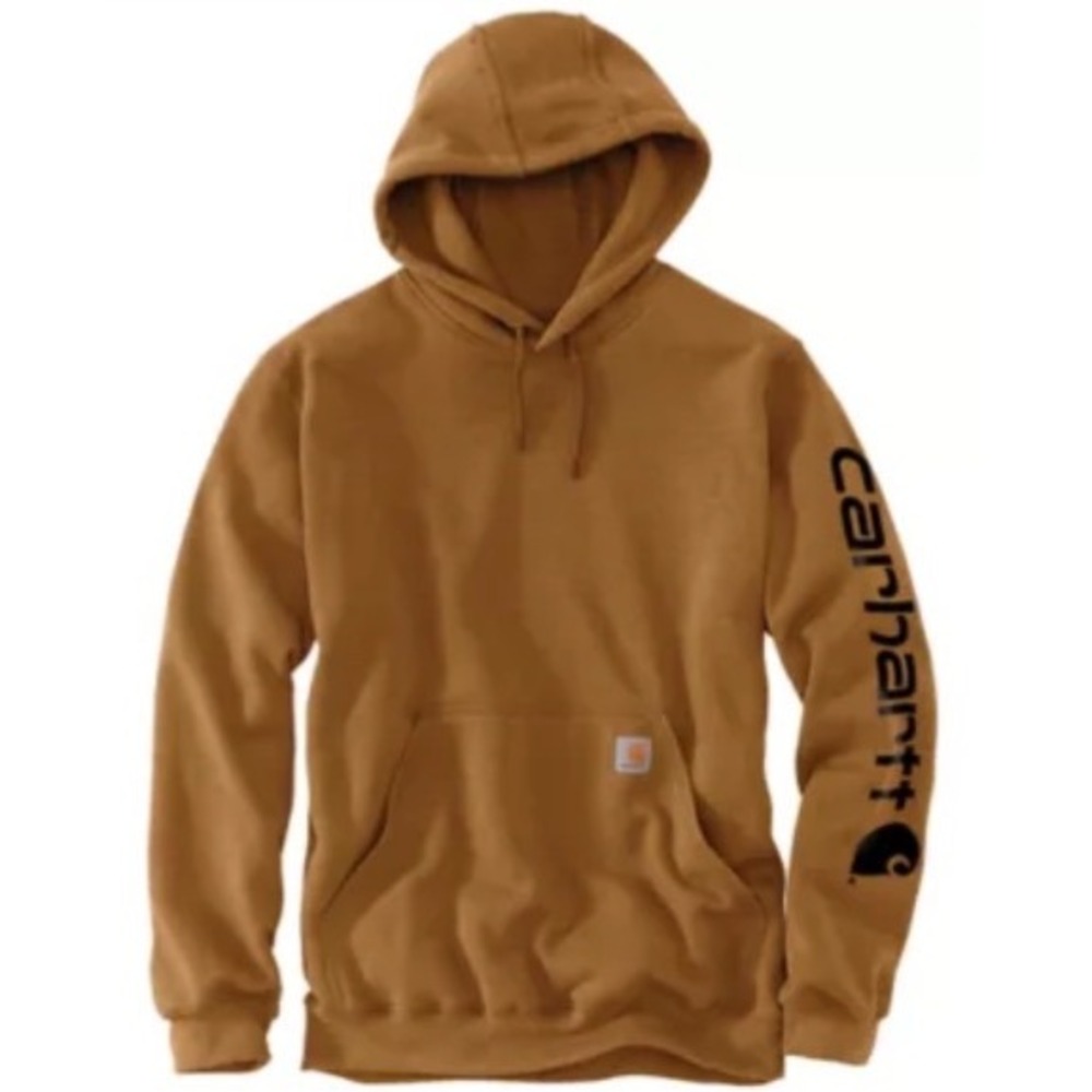 Carhartt Loose Fit Midweight Logo Sleeve Hoodie Brown Medium New With Tags